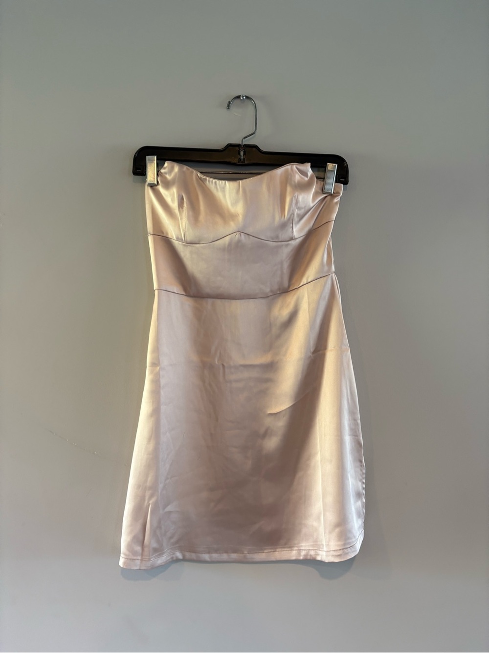 Princess Polly Strapless Satin Mini Dress in Pale Pink